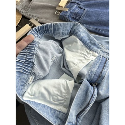 Женская джинсовая юбка миди на резинке из смесового тенселя  ЮНИКЛ*О