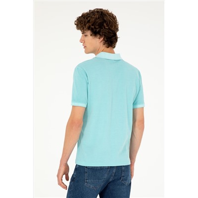Erkek Slim Fit Polo Yaka Mint Basic Tişört