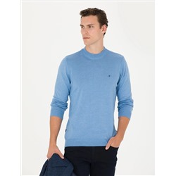 Mavi Melanj Slim Fit Yarım Balıkçı Yaka Basic Triko Kazak