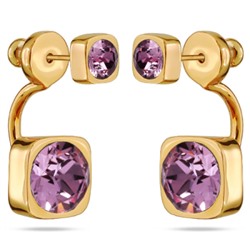 Серьги Теннис (кристаллы SW аметист 4мм и 8мм; покрытие золото), Есть комплект