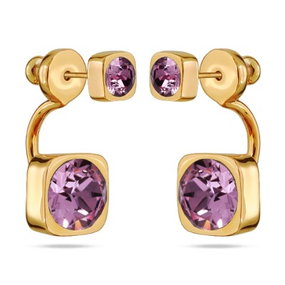 Серьги Теннис (кристаллы SW аметист 4мм и 8мм; покрытие золото), Есть комплект