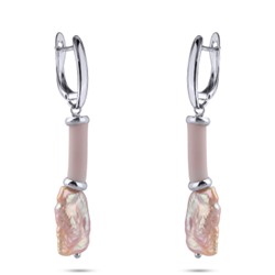 Серьги Гевея (жемчуг розовый, каучук розовый; покрытие родий), Есть комплект