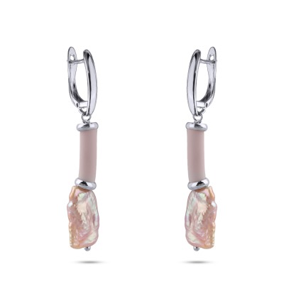 Серьги Гевея (жемчуг розовый, каучук розовый; покрытие родий), Есть комплект