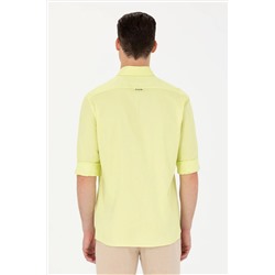 Erkek Neon Sarı Uzun Kollu Basic Gömlek