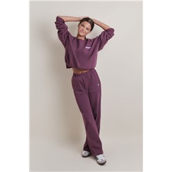 Pantalón flare felpa algodón vino