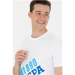 Erkek Beyaz Bisiklet Yaka Tişört