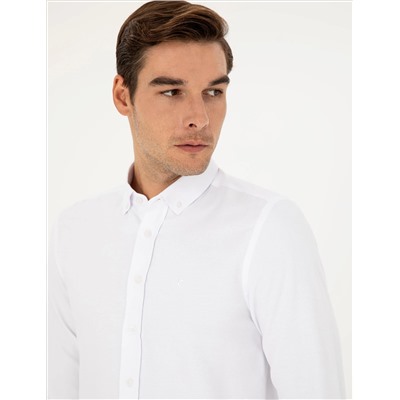 Beyaz Oxford Slim Fit Uzun Kollu Gömlek