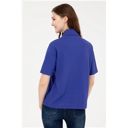 Kadın Mavi Polo Yaka Tişört