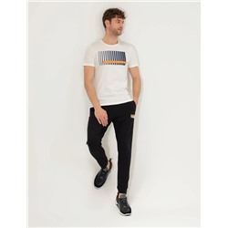 Turuncu Slim Fit Baskılı Bisiklet Yaka Tişört