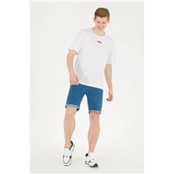 Erkek Beyaz Comfort Bisiklet Yaka Tişört