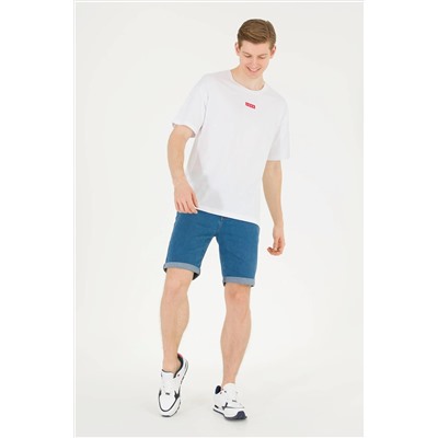 Erkek Beyaz Comfort Bisiklet Yaka Tişört