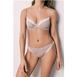 Braga brasileña tira algodón canalé marrón