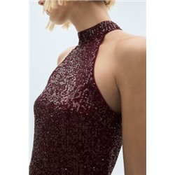 Vestido lentejuelas cuello halter
