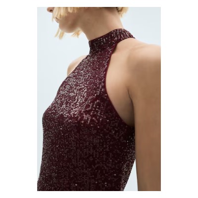 Vestido lentejuelas cuello halter