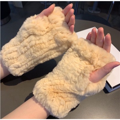 Женские меховые перчатки без пальцев  Chane*l