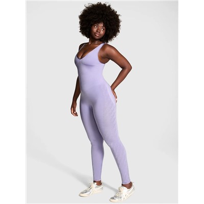 Satin Seamless Plunge Workout Onesie