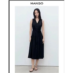 Женское платье из смесового хлопка и льна MANG*O