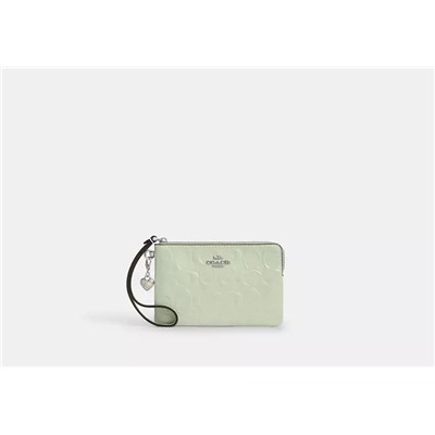 Corner Zip Wristlet In Signature Canvas With Stripe