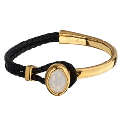 Браслет Грация (кристаллы SW 14х10 белый опал; покрытие золото), Есть комплект