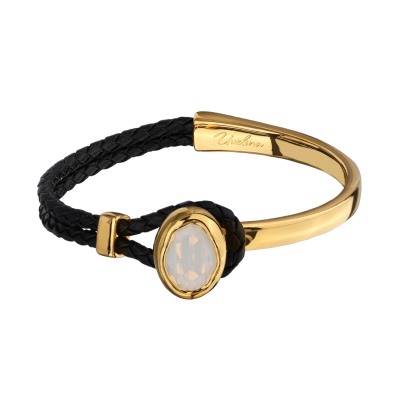 Браслет Грация (кристаллы SW 14х10 белый опал; покрытие золото), Есть комплект