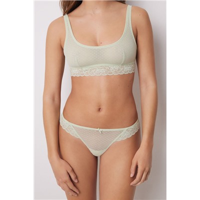 Tanga clásico plumeti encaje verde