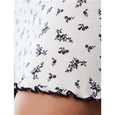 Платье мини с U вырезом и принтом из эластичного трикотажа кашкорсе