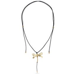 Кулон Стрекоза (текстиль черный; покрытие золото 145см), Есть комплект