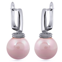 Серьги (Майорка 14мм розовая; покрытие родий), Есть комплект