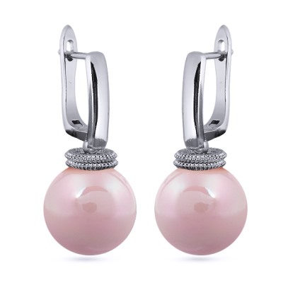 Серьги (Майорка 14мм розовая; покрытие родий), Есть комплект