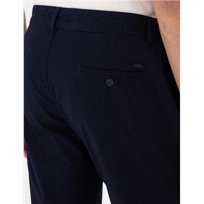 Lacivert Slim Fit Keten Görünümlü Kanvas Pantolon