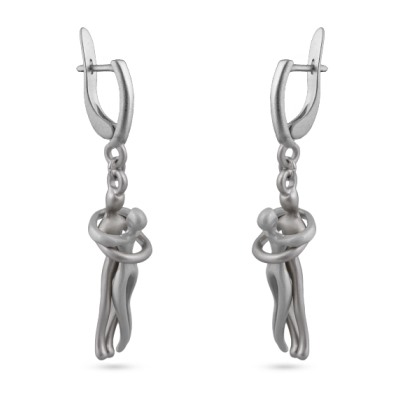 Серьги Объятия (покрытие матовый родий), Есть комплект