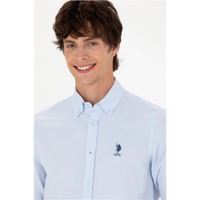 Erkek Açık Mavi Uzun Kollu Basic Gömlek