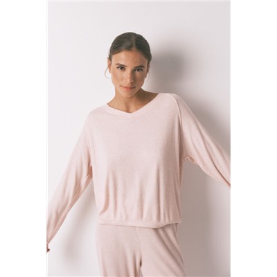 Pijama largo canalé perchado lila