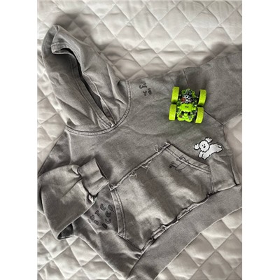 Модная толстовка с капюшоном и жареным граффити для мальчиков