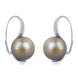 Серьги (Майорка 16мм бежево-коричневая; покрытие родий), Есть комплект