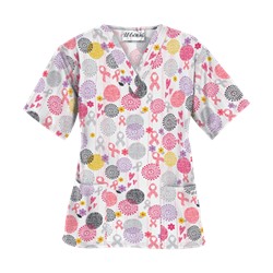 UA Support Blooms White Scrub Top