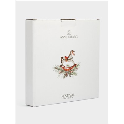 Блюдо, 20 см, керамика D, красное, Лошадка, Festival