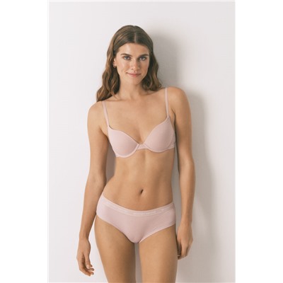 Braga ancha brasileña algodón rosa