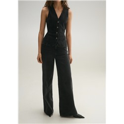 Jeans wide leg tiro alto