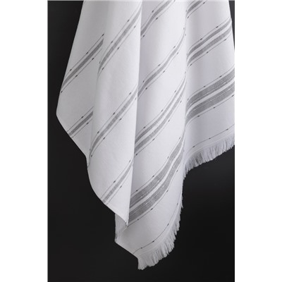 Gastonne Pamuklu Banyo Havlusu - Beyaz/Gri - 75x150 cm