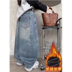 Утепленные джинсы для девочек на флисе