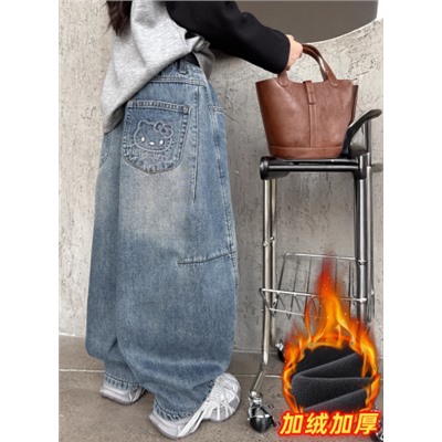 Утепленные джинсы для девочек на флисе