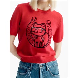 Женский свитер с вышивкой из тонкой шерсти КАР*Л 😎