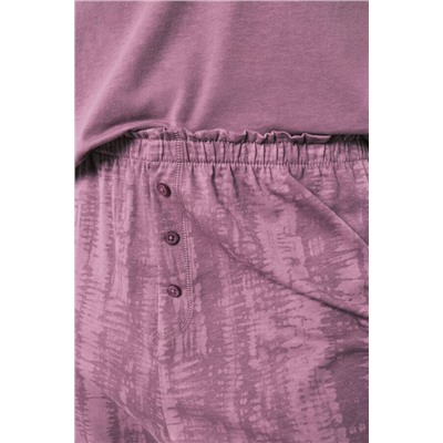 Pijama largo manga corta morado algodón Snoopy