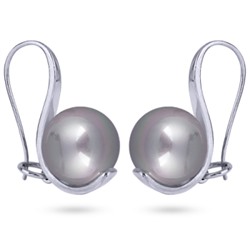 Серьги (Майорка 14мм серо-голубая; покрытие родий), Есть комплект