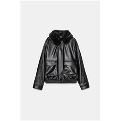 JACKET WITH DETACHABLE FAUX FUR COLLAR