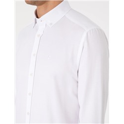 Beyaz Oxford Slim Fit Kolay Ütülenebilir Gömlek