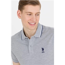 Erkek Gri Melanj Basic Polo Yaka Tişört