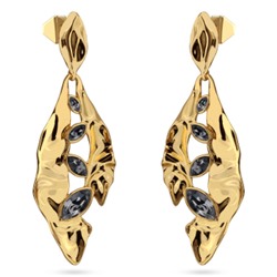 Серьги Эйва (кристаллы SW темно-серые; покрытие золото), Есть комплект