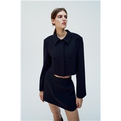 SHORT BLAZER WITH SHIRT COLLAR